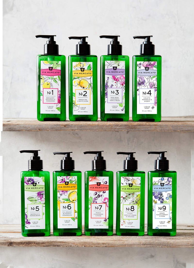 Via Mercato Liquid Soap, Shea Butter Enriched (12 oz), No. 3 - Pepe Rose, Lavender & Vanilla Bean - Image 4